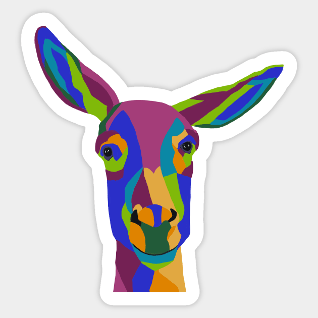 Pop Art Smiling Donkey in Rainbow Colors Sticker by gldomenech